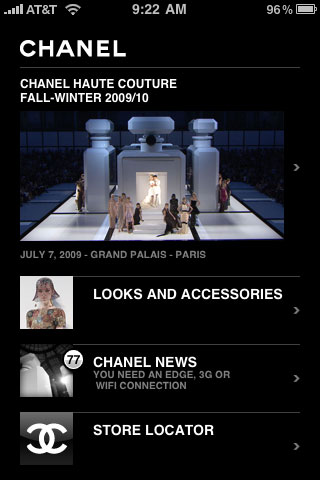 Chanel's iPhone application