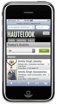 Screenshot of m.hautelook.com