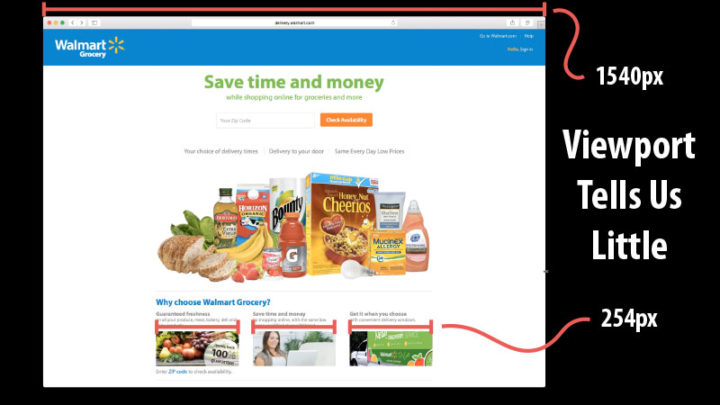 Wide screen version of delivery.walmart.com showing how images are much smaller than the viewport.