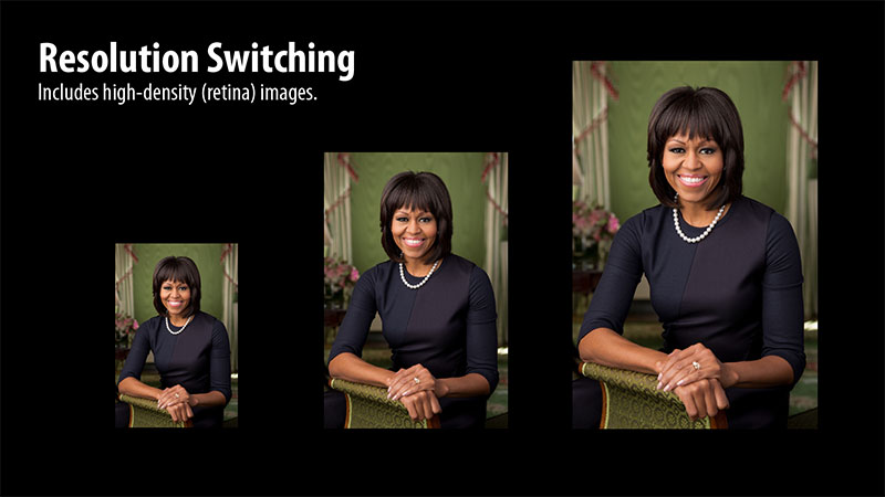 Example of resolution switching using a photo of Michelle Obama
