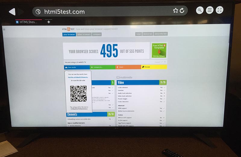 2015 LG TV scores 495 on HTML5Test.com