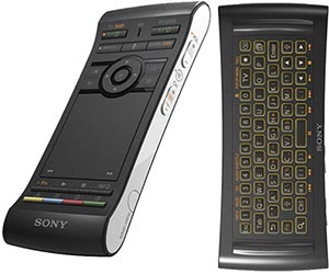 Sony Google TV remote featuring keyboard on back, touch pad on front, and every button you could ever want.