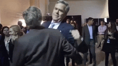 Jeb and George chest bump