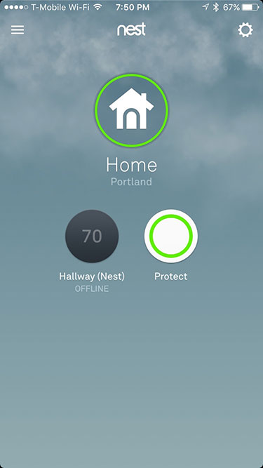 Screenshot of Nest iPhone app