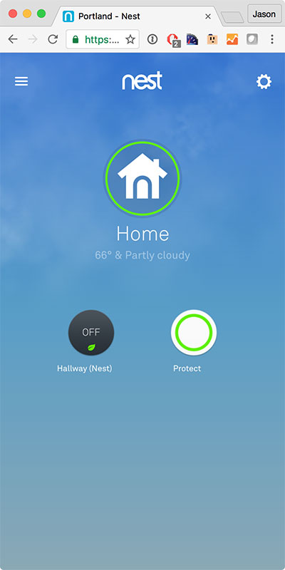 Nest logged in experience in a small browser window