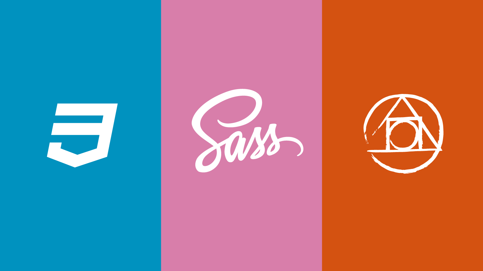 Official logos for CSS3, Sass and PostCSS