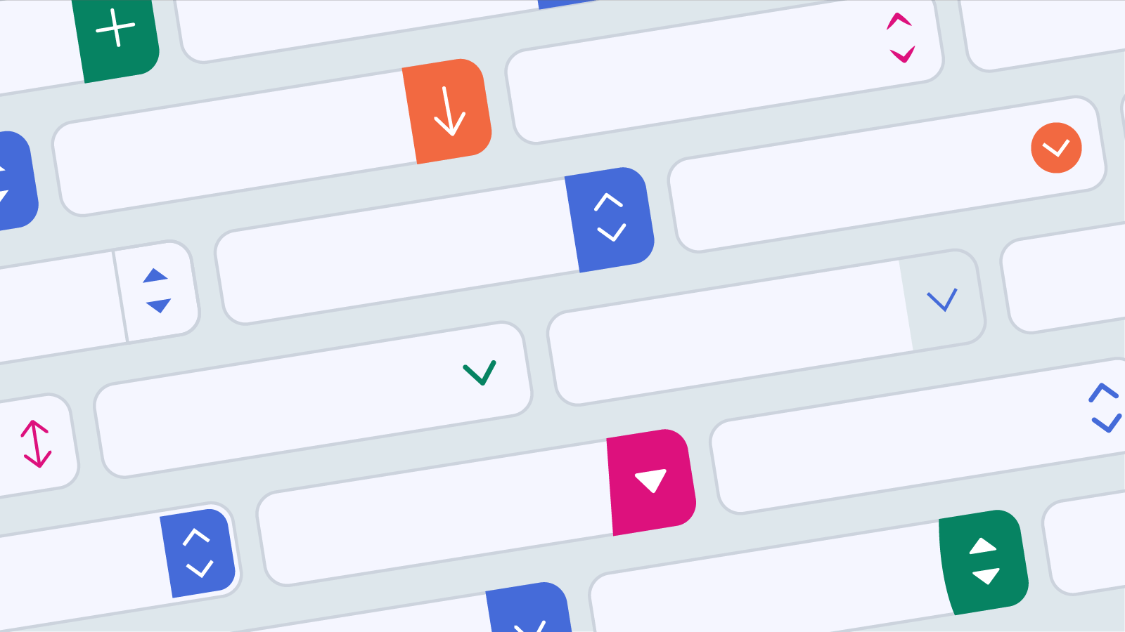 A mosaic of various styled select dropdown arrows