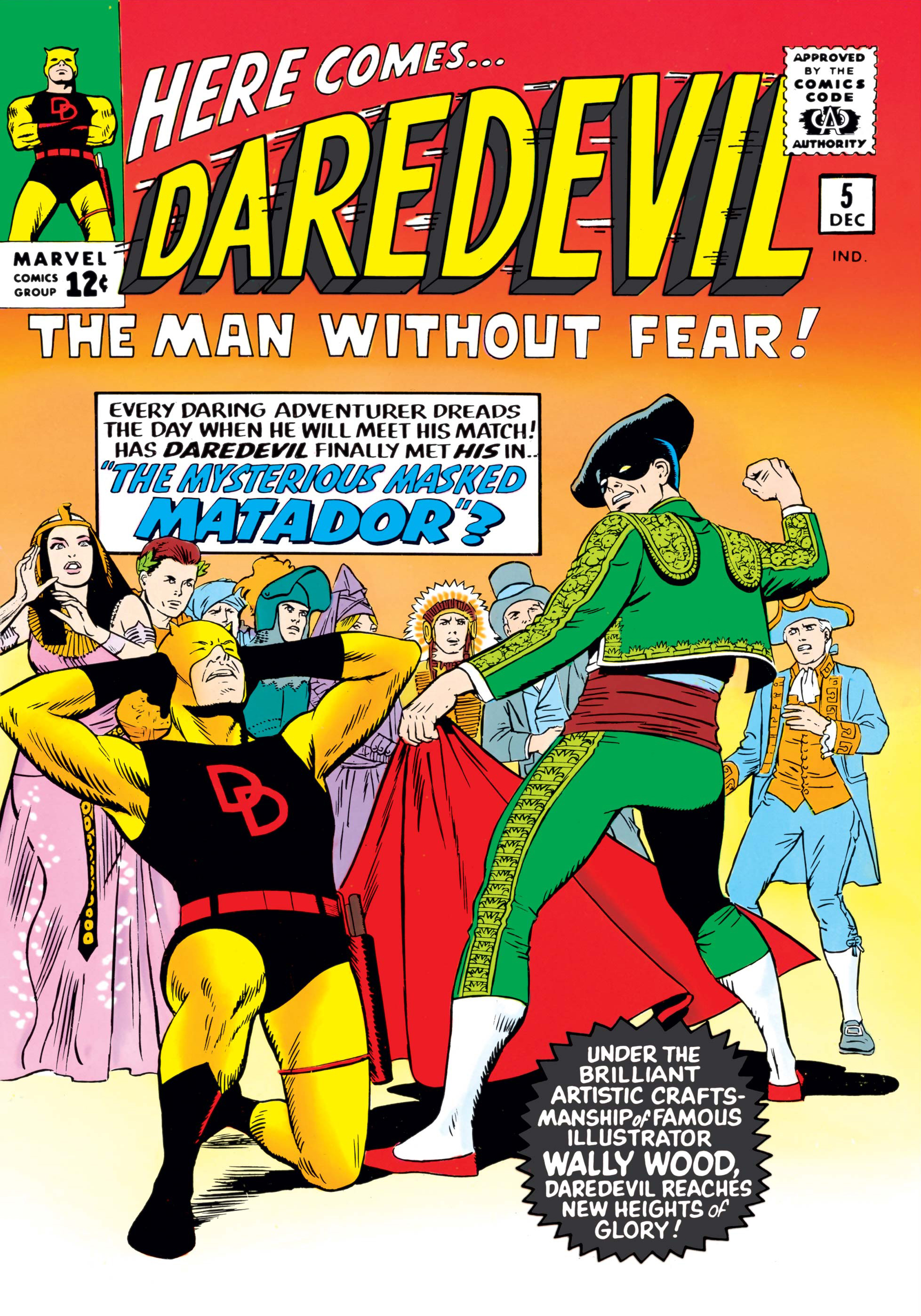 The cover for Daredevil issue 5, with a caption promoting art by Wally Wood.
