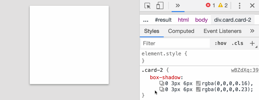 Example of the Chrome DevTools visual shadow editor tool.