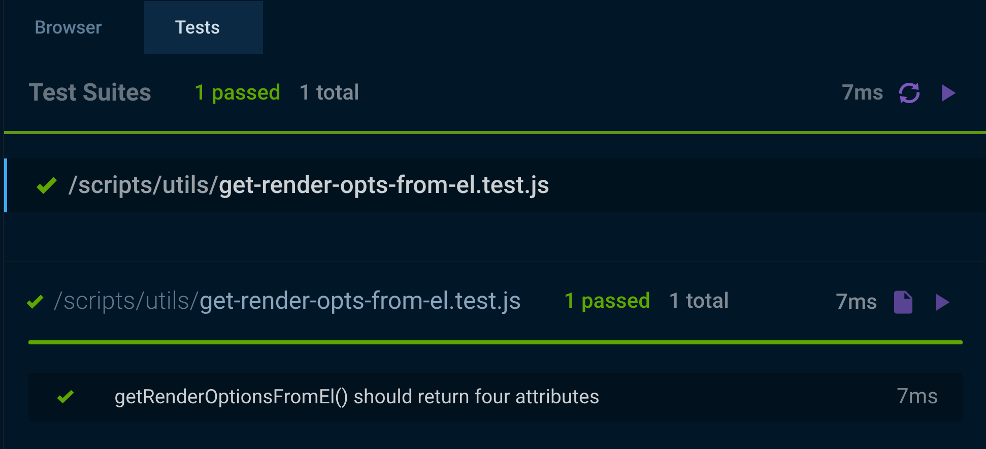 'getRenderOptionsFromEl() should return four attributes' test passes
