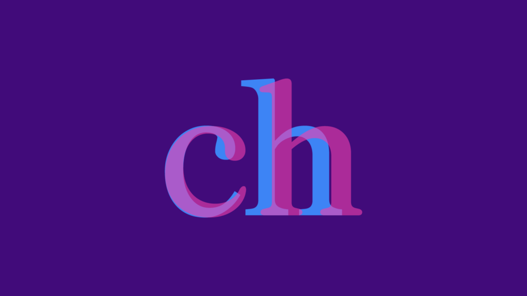 The text "ch" overlaid over itself in two different fonts. The top font is semi-transparent and wider than the bottom font.