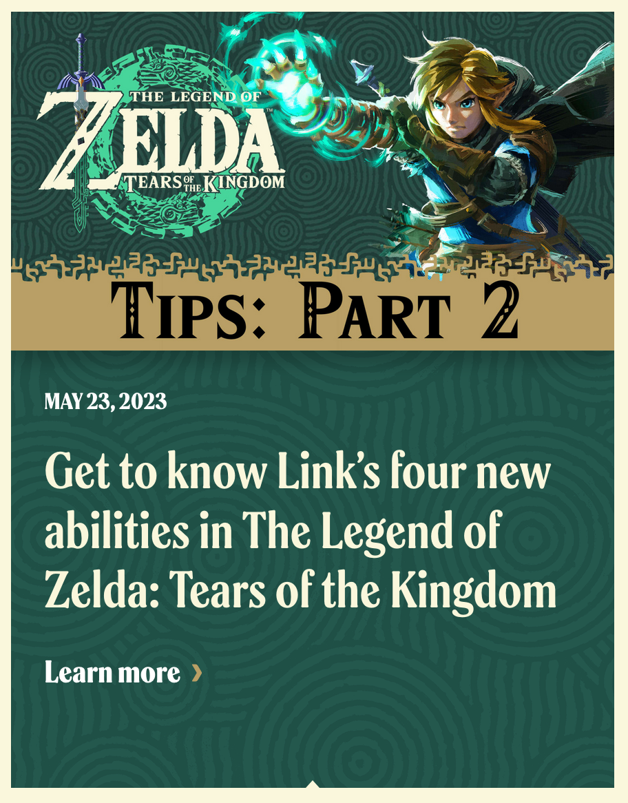 A link card titled "Tips part 2". The background uses the same squiggle and circle pattern.