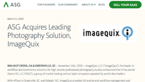 Thumbnail of the ASG press release announcing their acquisition of ImageQuix.