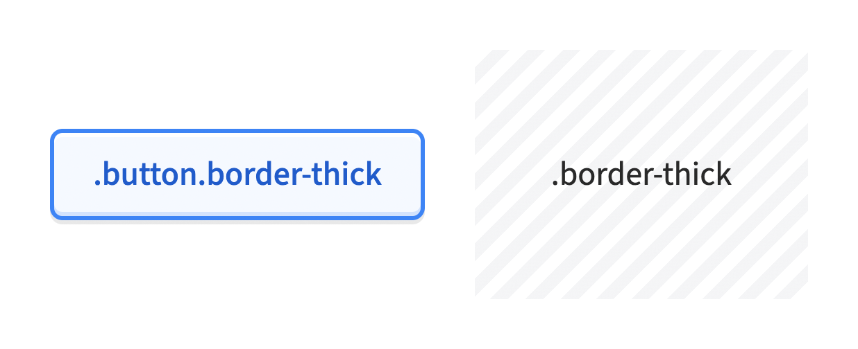 Comparison of two elements with the utility class applied. The element without a border by default lacks any visible border.